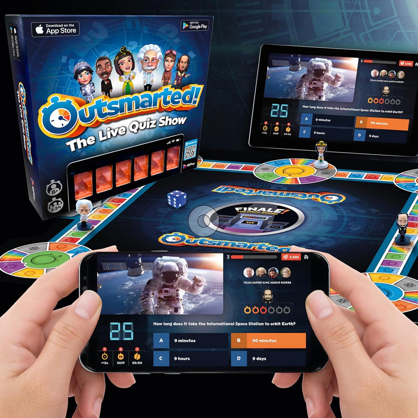 Outsmarted - the Live Quiz Show Board Game | Kids, Teens & Adults | the Ultimate Family Game Night | Age 8+ | Perfect for 2-24 Players | 10,000+ Multimedia Questions | 2024 Edition