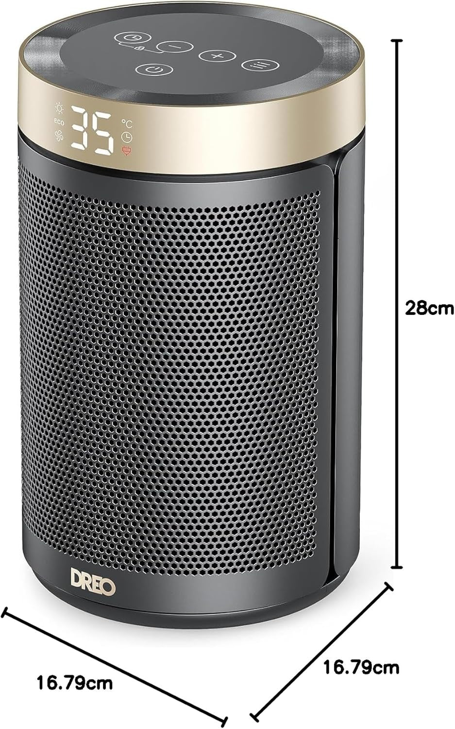 Electric Heater, 1500W Energy Efficient Space Silent Room Heater, Portable Ceramic Fan Heaters, Thermostat 3 Modes 12H Timer, Overheat & Tip over Protection, for Bedroom, Atom 316, Gold