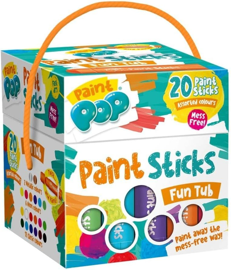 Paint Sticks for Kids - 20 Pack Assorted Colours & Fun Storage Tub - Twist & Paint, Mess-Free, Fast Drying Action, Easy Clean Up, Vibrant Colours, Multi-Surface