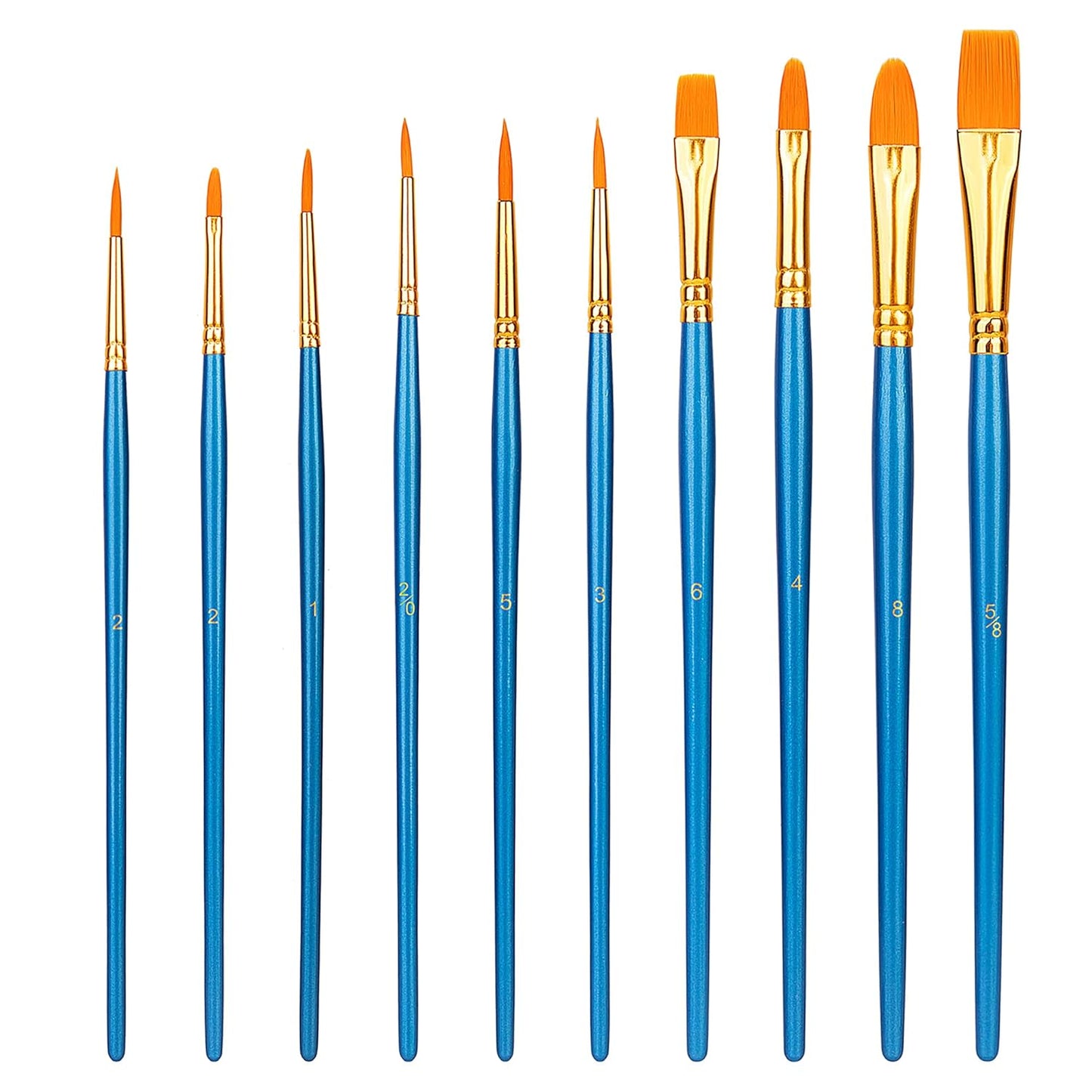 Art Paint Brush Set, Different Sizes for Artists, Adults & Kids, 10 Count, Blue