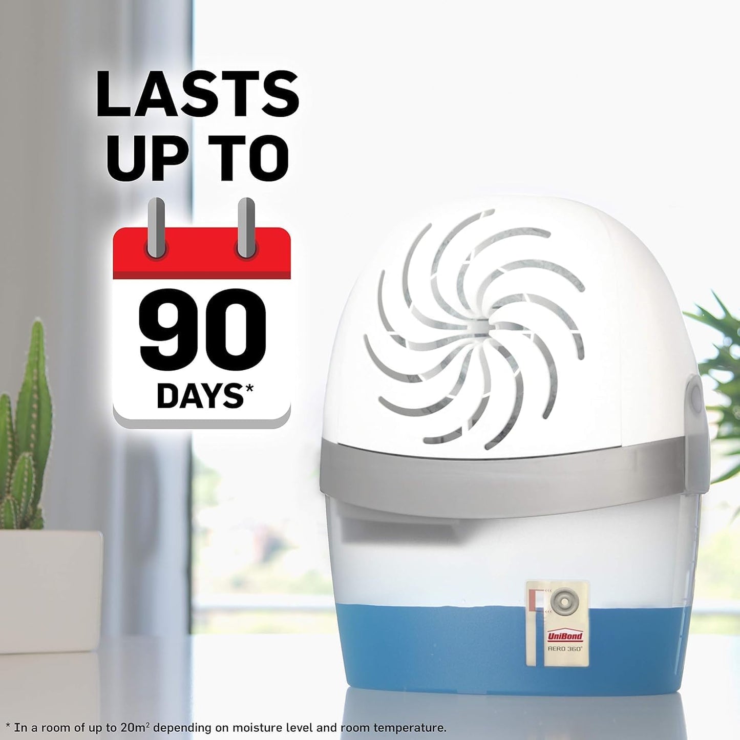 AERO 360º Moisture Absorber, 1 Device Incl. 1 Refill Tab 450G, Ultra-Absorbent Dehumidifier, Helps to Prevent Condensation, Mould & Musty Smells, Recyclable, Refillable Condensation Absorber