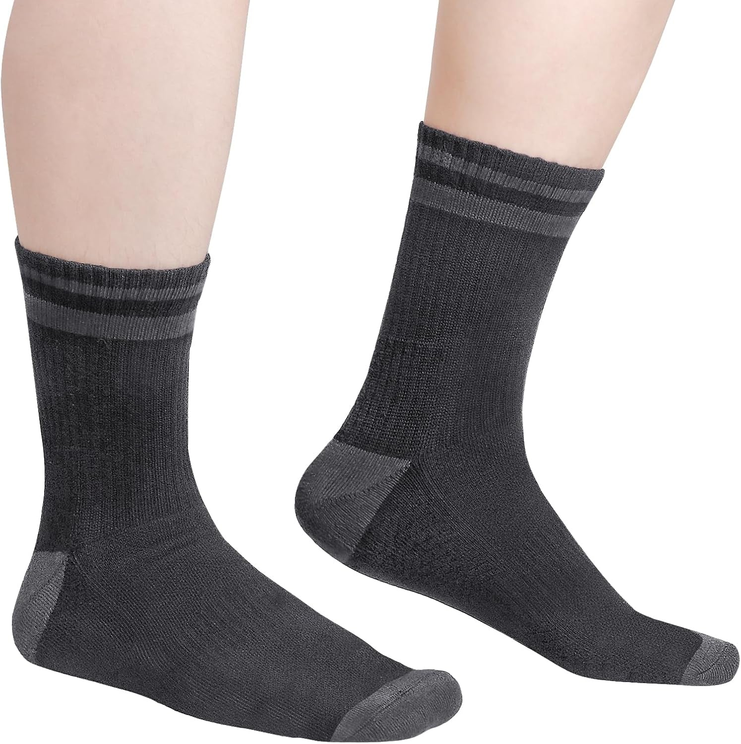 Mens Hiking Walking Socks Moisture Wicking Cushioned Gym Sports Socks Comfort Work Socks Cotton Crew Socks for Men Size 4-8/6-10/9-12, 5 Pairs