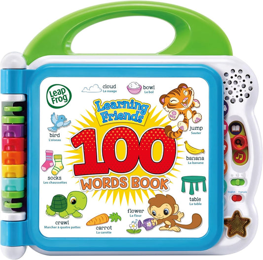 Learning Friends 100 Words Baby Book | Educational and Interactive Bilingual Playbook Toy |Toddler and Pre School Book for Boys & Girls 1, 2, 3, 4+ Year Olds, English Version
