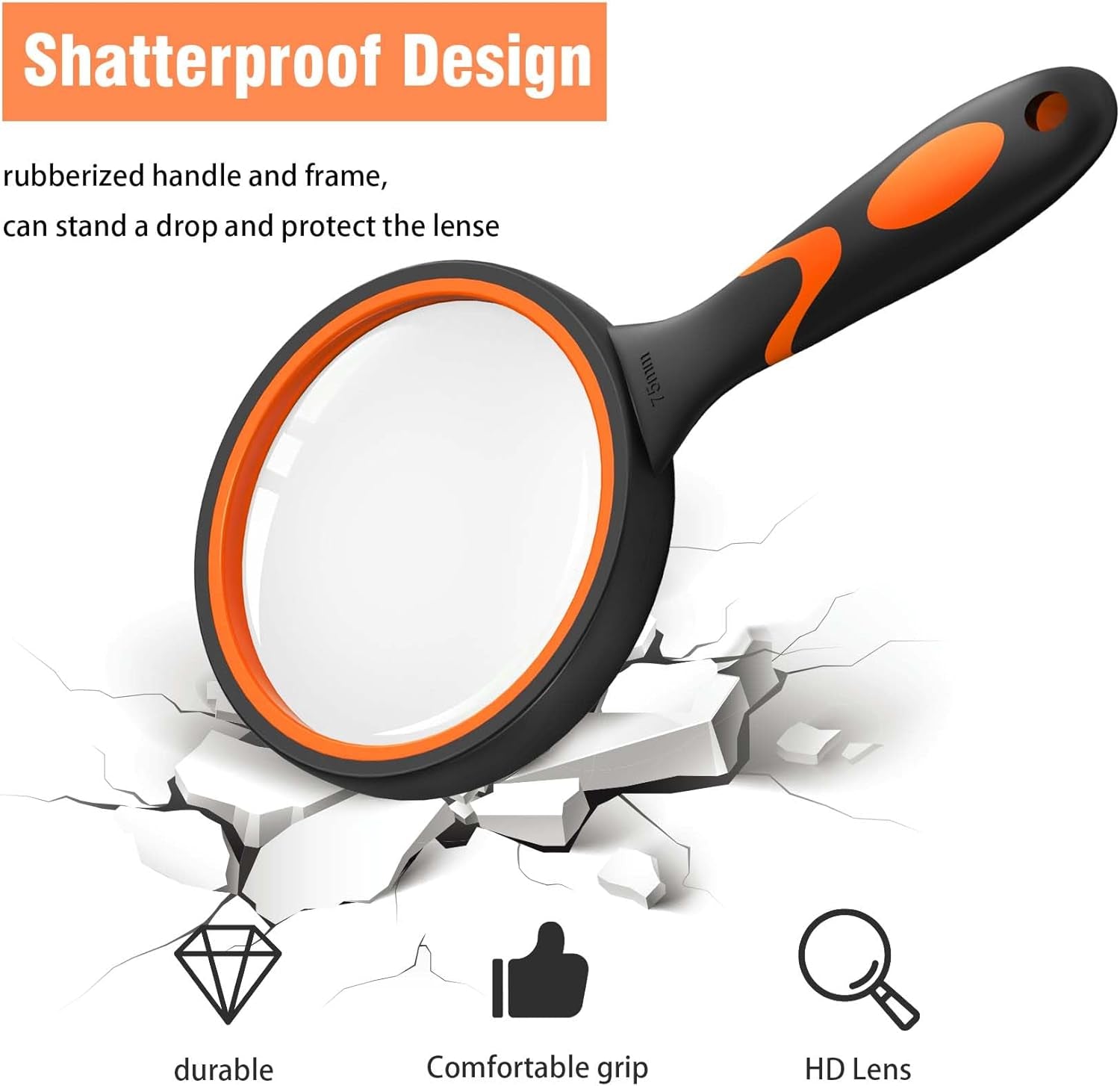Large 10X Magnifying Glasses for Reading Handheld Magnifying Glass for Bobbies Applied to Science Books Hobby Observation Premium Soft Hand Shank for Seniors