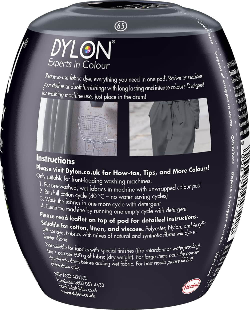 Washing Machine Fabric Dye Pod for Clothes & Soft Furnishings, Smoke Grey, 350 G (Pack of 1) (Packing May Vary)