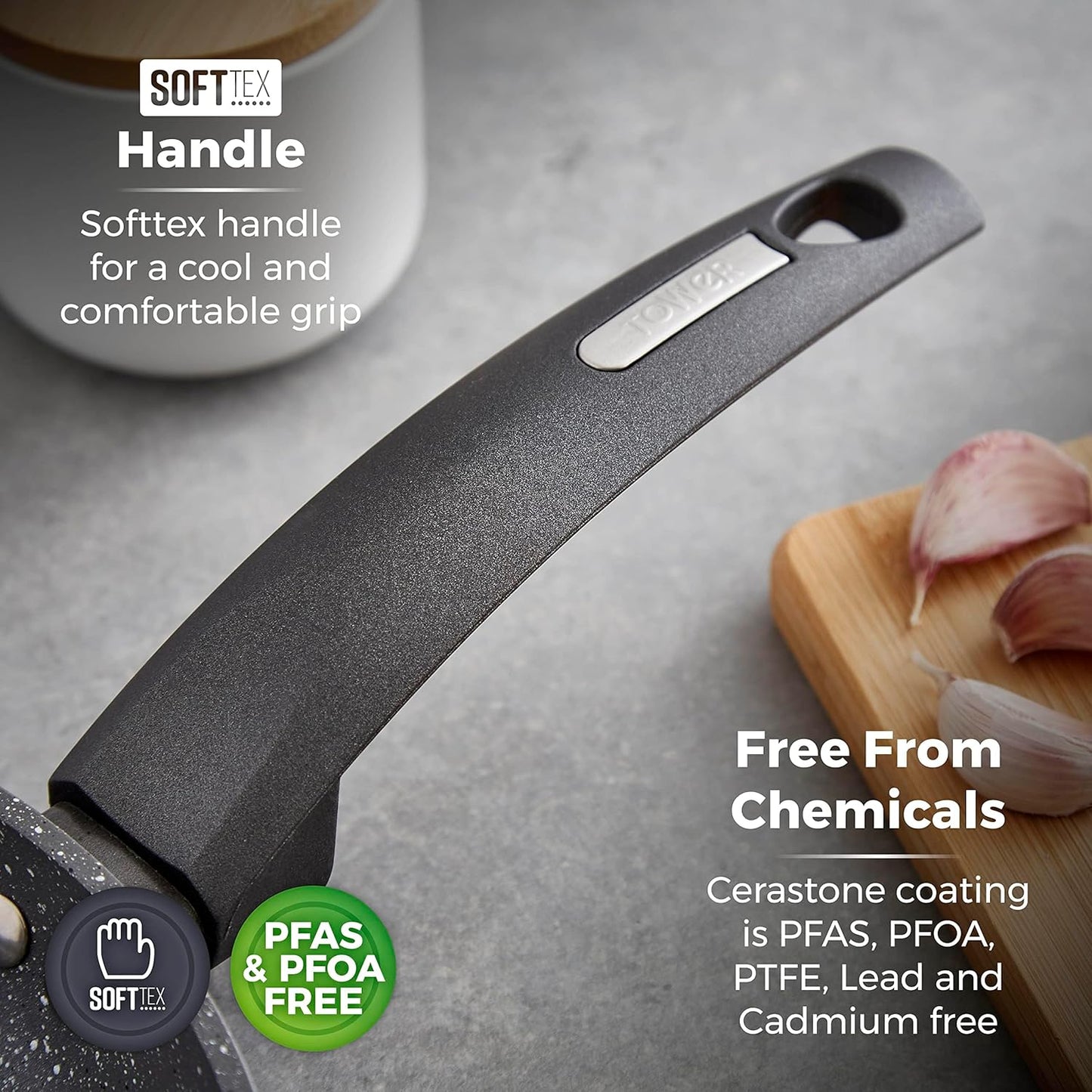 Cerastone T81232 Forged Frying Pan with Non-Stick Coating and Soft Touch Handles, 24 Cm, Graphite