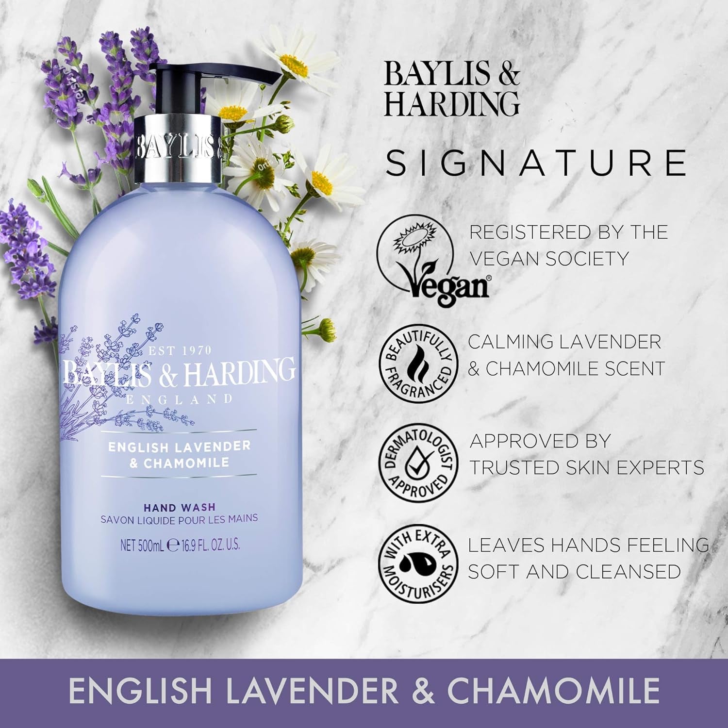 English Lavender and Chamomile Hand Wash, 500 Ml (Pack of 3) - Vegan Friendly