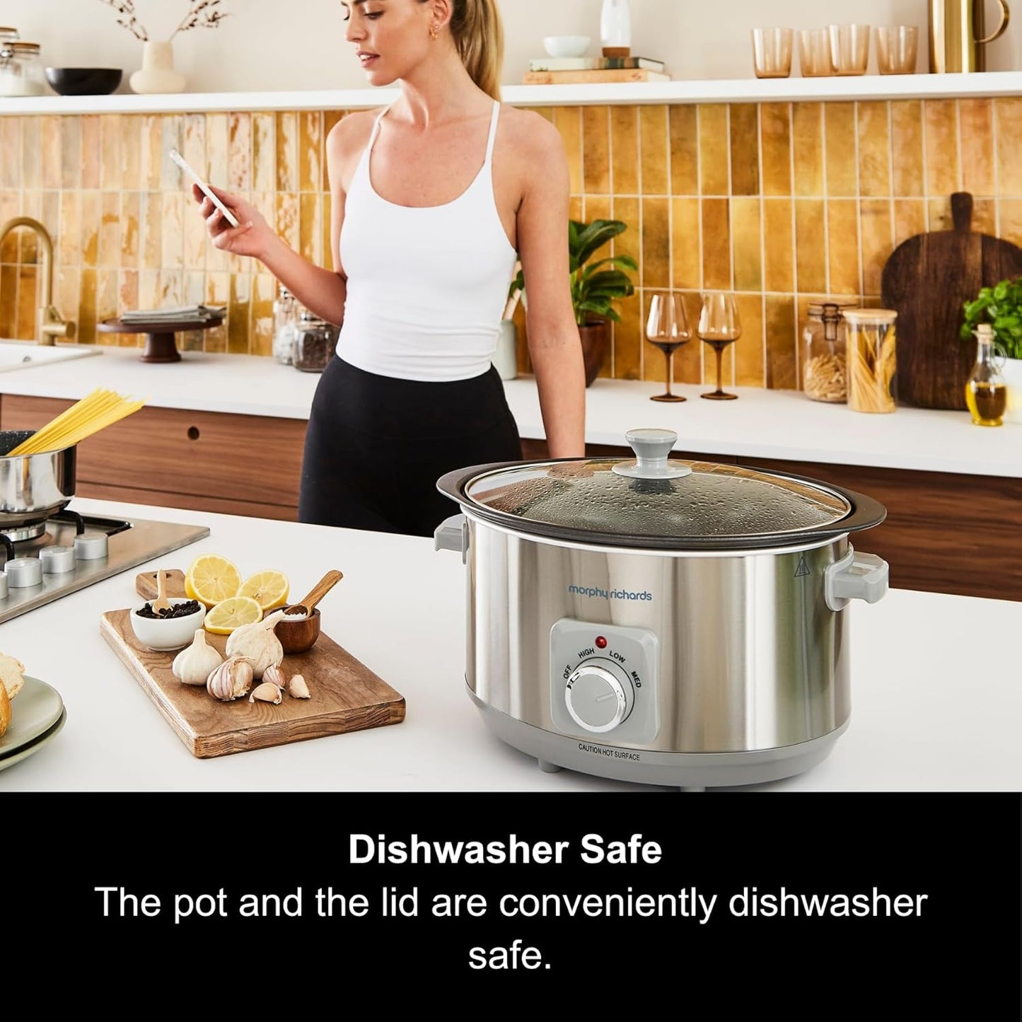 461014 Sear & Stew 6.5 Litre Aluminium Slow Cooker, One-Pot Solution, Brushed Stainless Steel