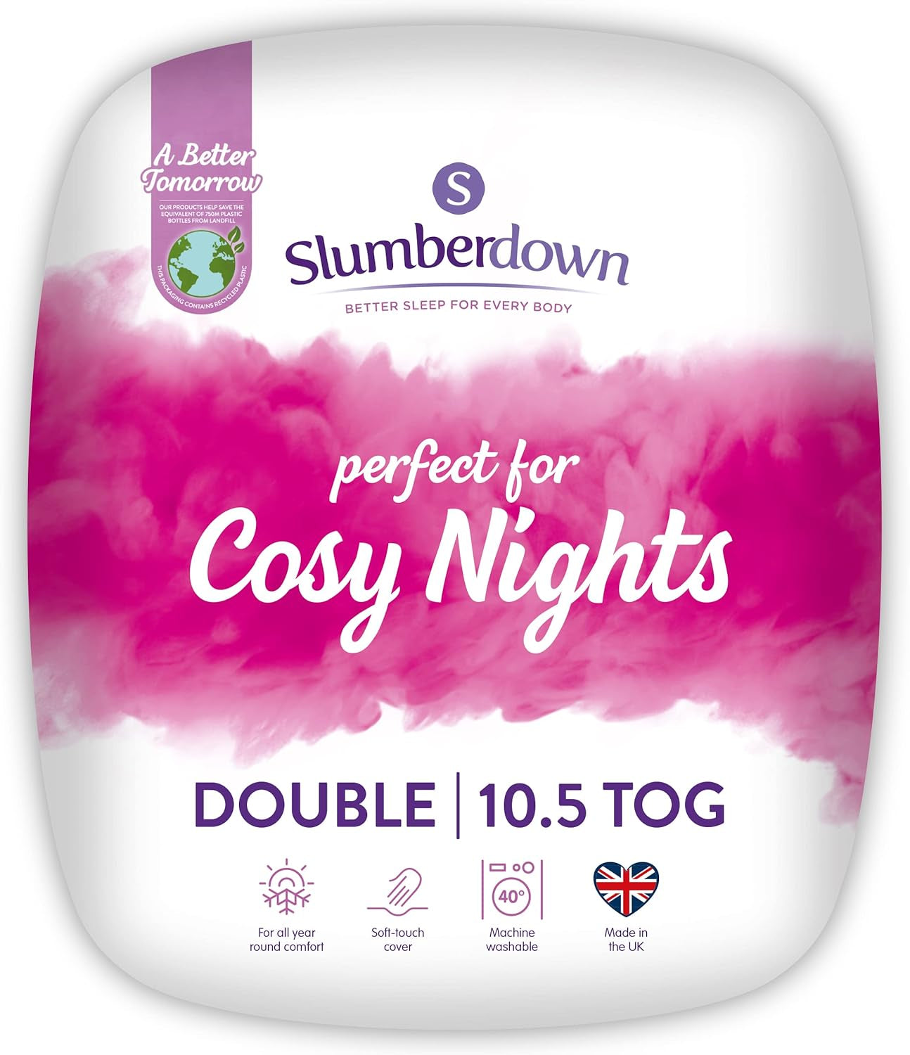Cosy Nights Double Duvet - 10.5 Tog All Year round Quilt Ideal for Summer & Winter - Comfortable, Soft Touch Cover, Hypoallergenic, Machine Washable, Size (200Cm X 200Cm)