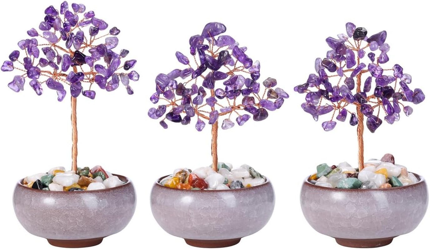 Amethyst Crystal Tree, Healing Crystal Tree of Life, Gemstone Tree Feng Shui Tree Crystal Gifts, Handmade Purple Stones Tree Ornament, Spiritual Gifts Home Office Decor