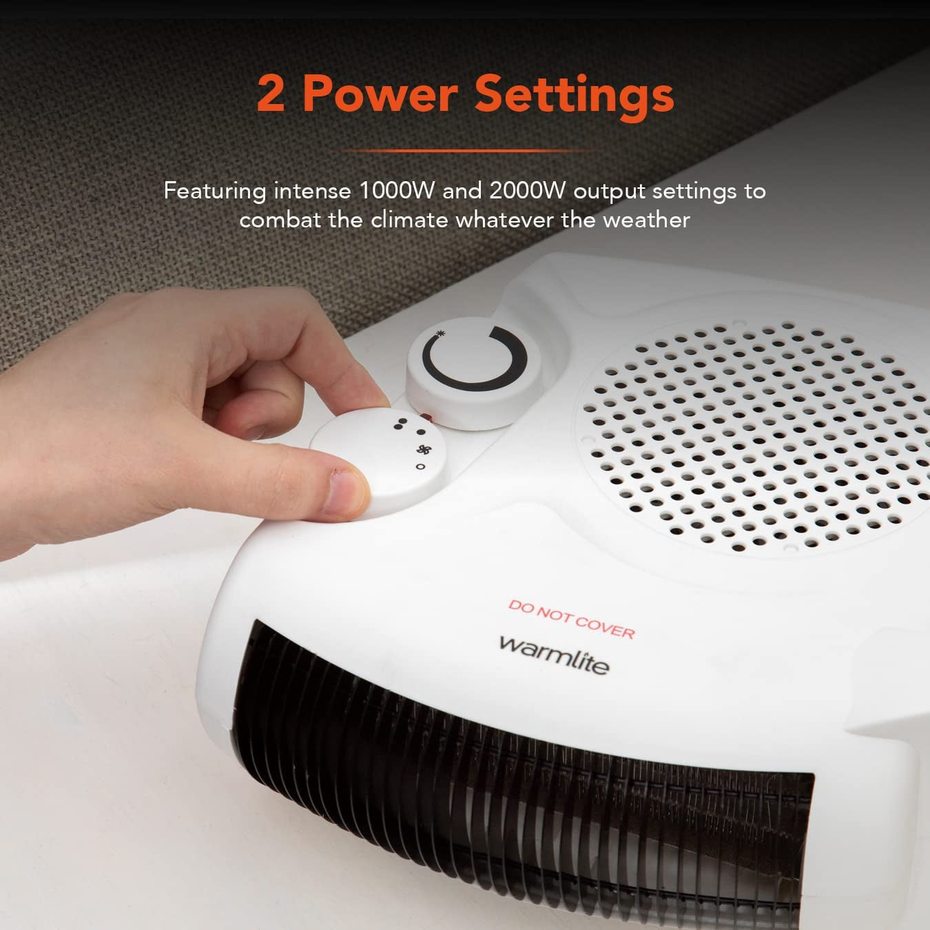 WL44001 Thermo Fan Heater with 2 Heat Settings and Overheat Protection, 2000W, White