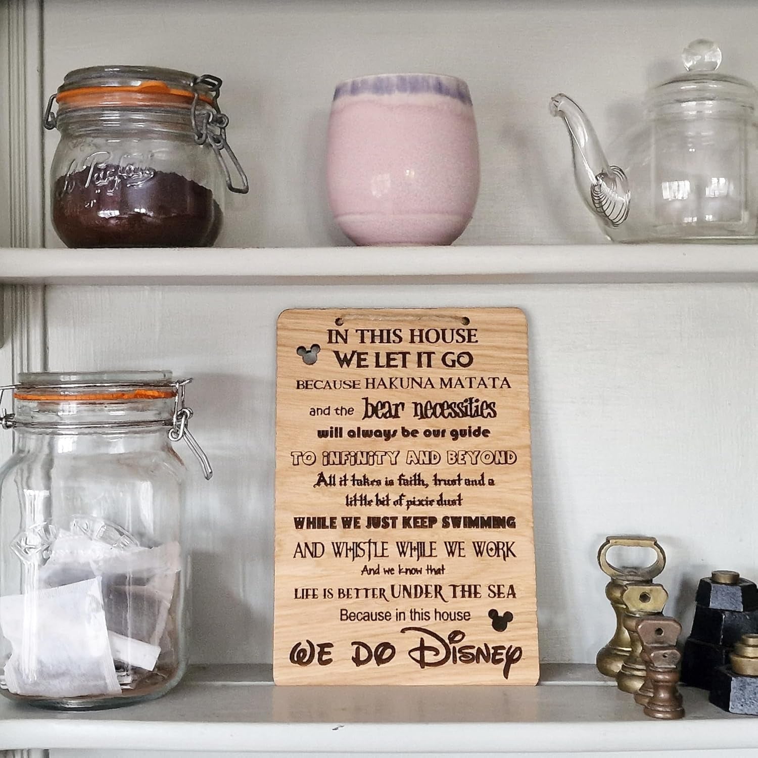 in This House We Do Disney Quote Wall Sign Hanging Rustic Wooden House Shabby Chic Room Plaque Childrens Kids Gift Laser Engraved Hand Made