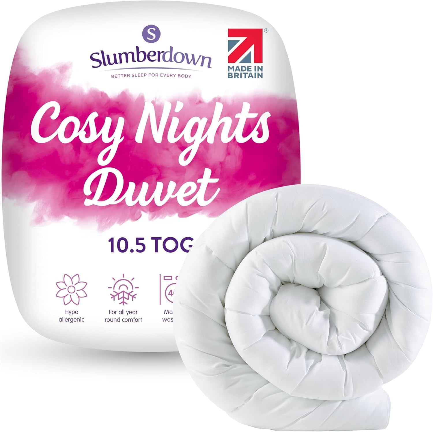 Cosy Nights Double Duvet - 10.5 Tog All Year round Quilt Ideal for Summer & Winter - Comfortable, Soft Touch Cover, Hypoallergenic, Machine Washable, Size (200Cm X 200Cm)