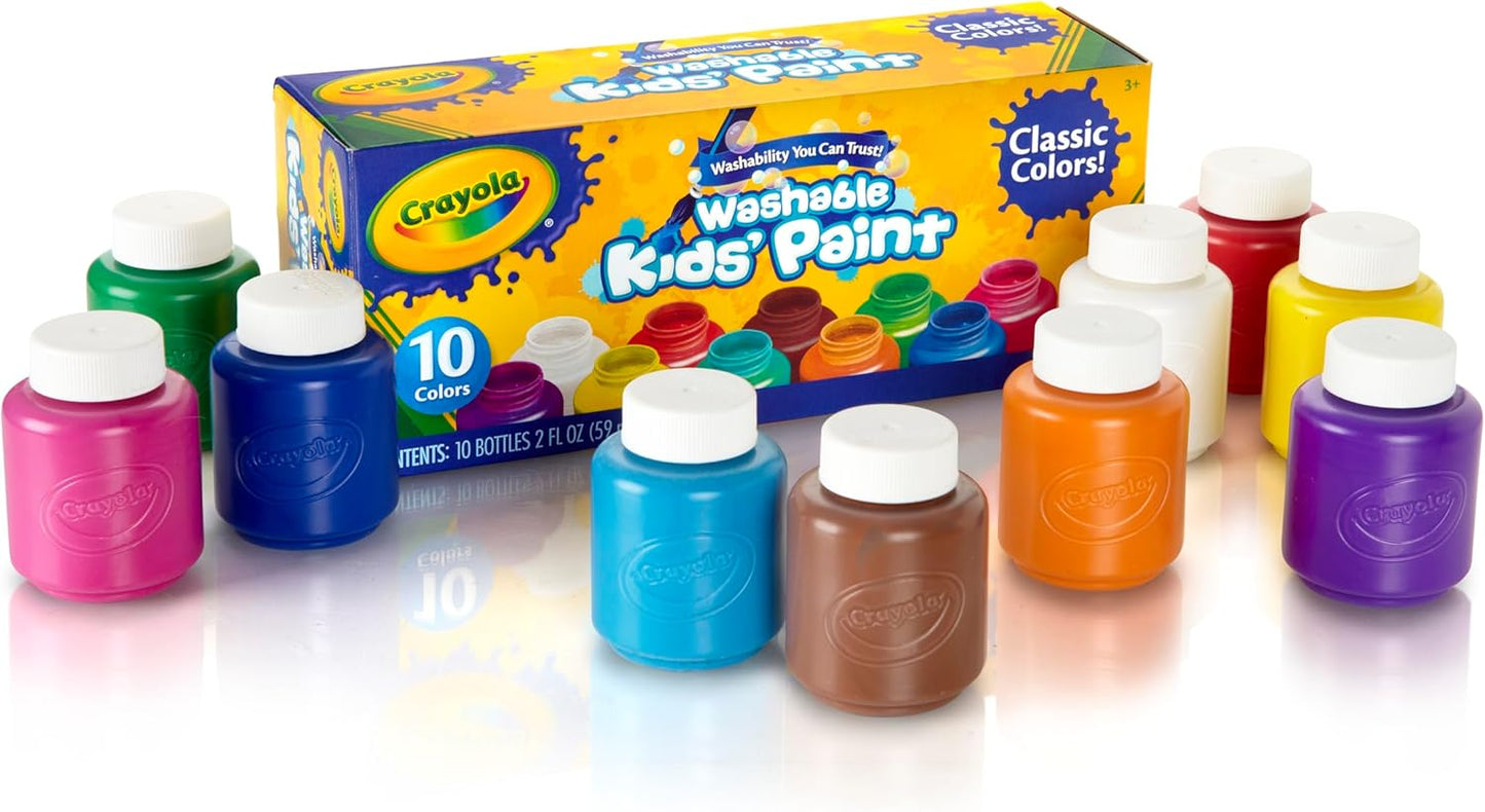 Washable Paints - Assorted Colours (Pack of 10) | Perfect for Any Arts & Crafts Needs - Easily Washable | Ideal for Kids Aged 3+ (Packaging May Vary)
