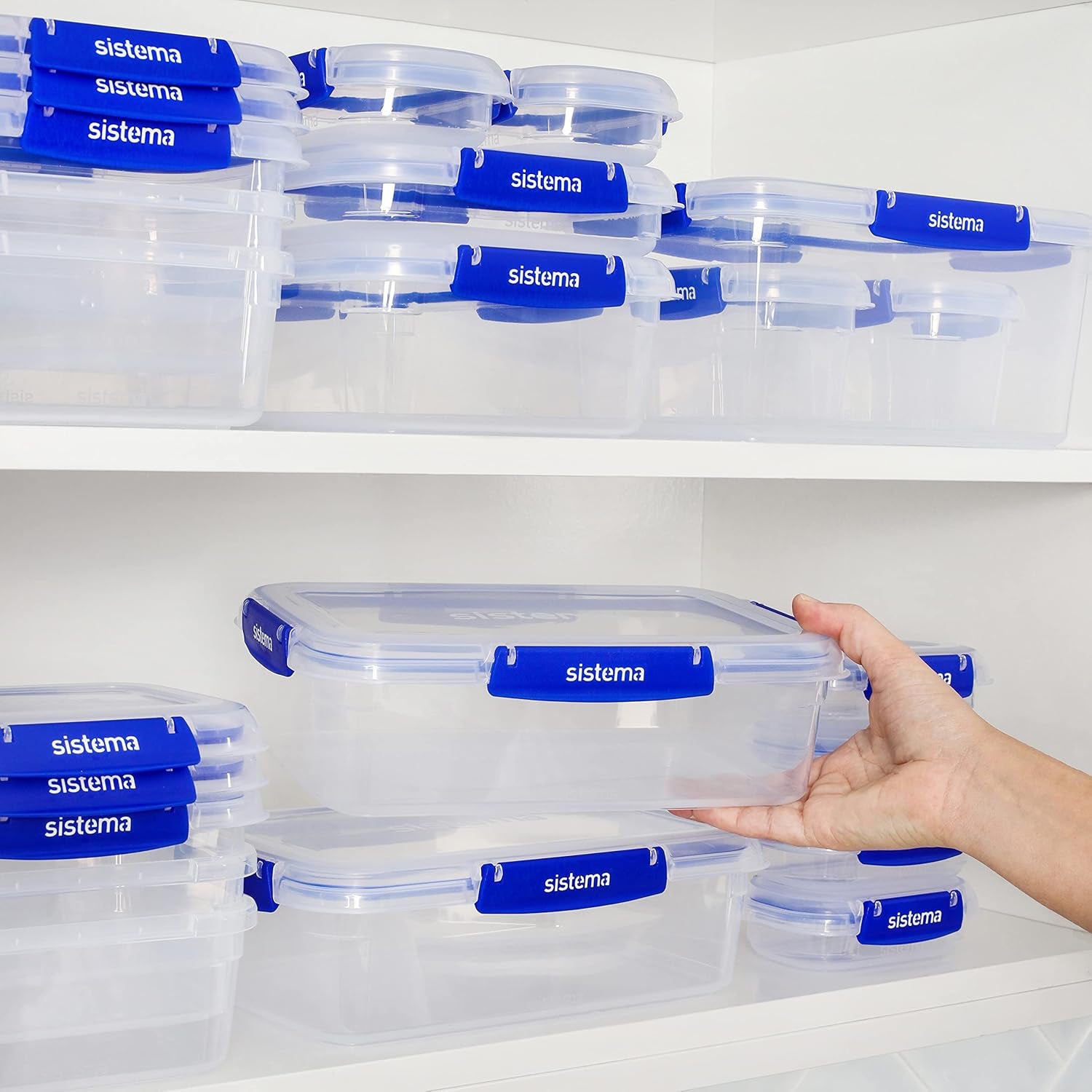 KLIP IT plus Leakproof Food Storage Containers | 2.2 L | Airtight, Stackable & Nestable Meal Prep Containers with Lids | School Lunch Boxes | Bpa-Free | 3 Count, Blue
