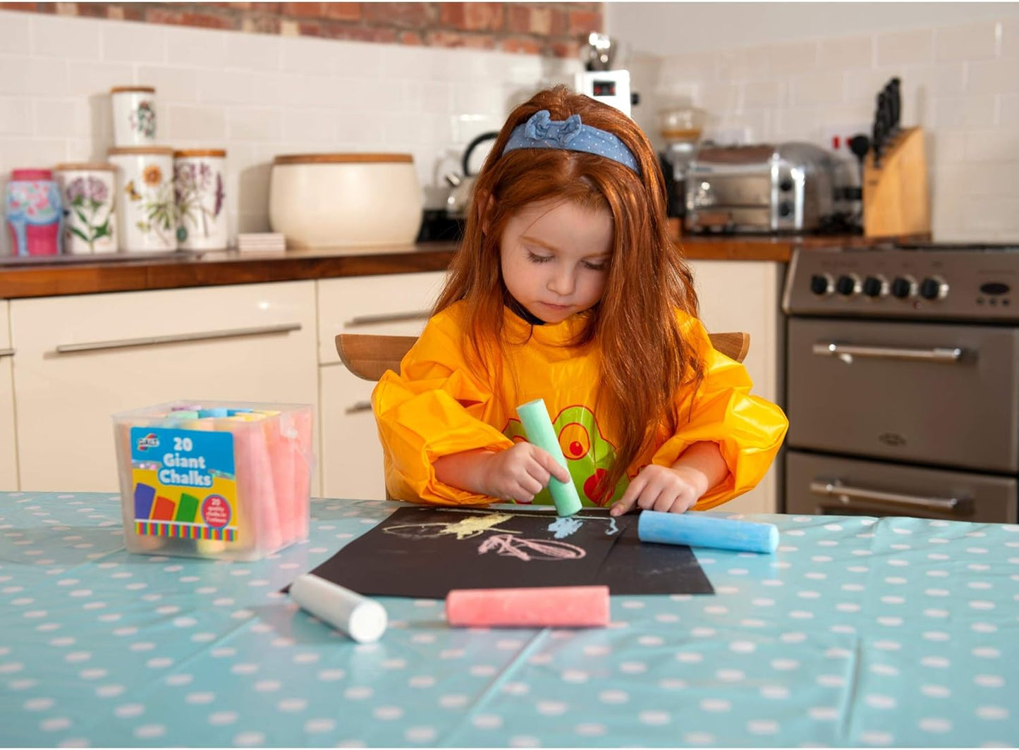 20 Giant Chalks - Extra Large Childrens Chunky Pavement Chalks - Bright Vibrant Colours - Washable, Easy Clean Outdoor Kids Garden Toys - Portable Carry Case with Handle - Ages 3 Years Plus