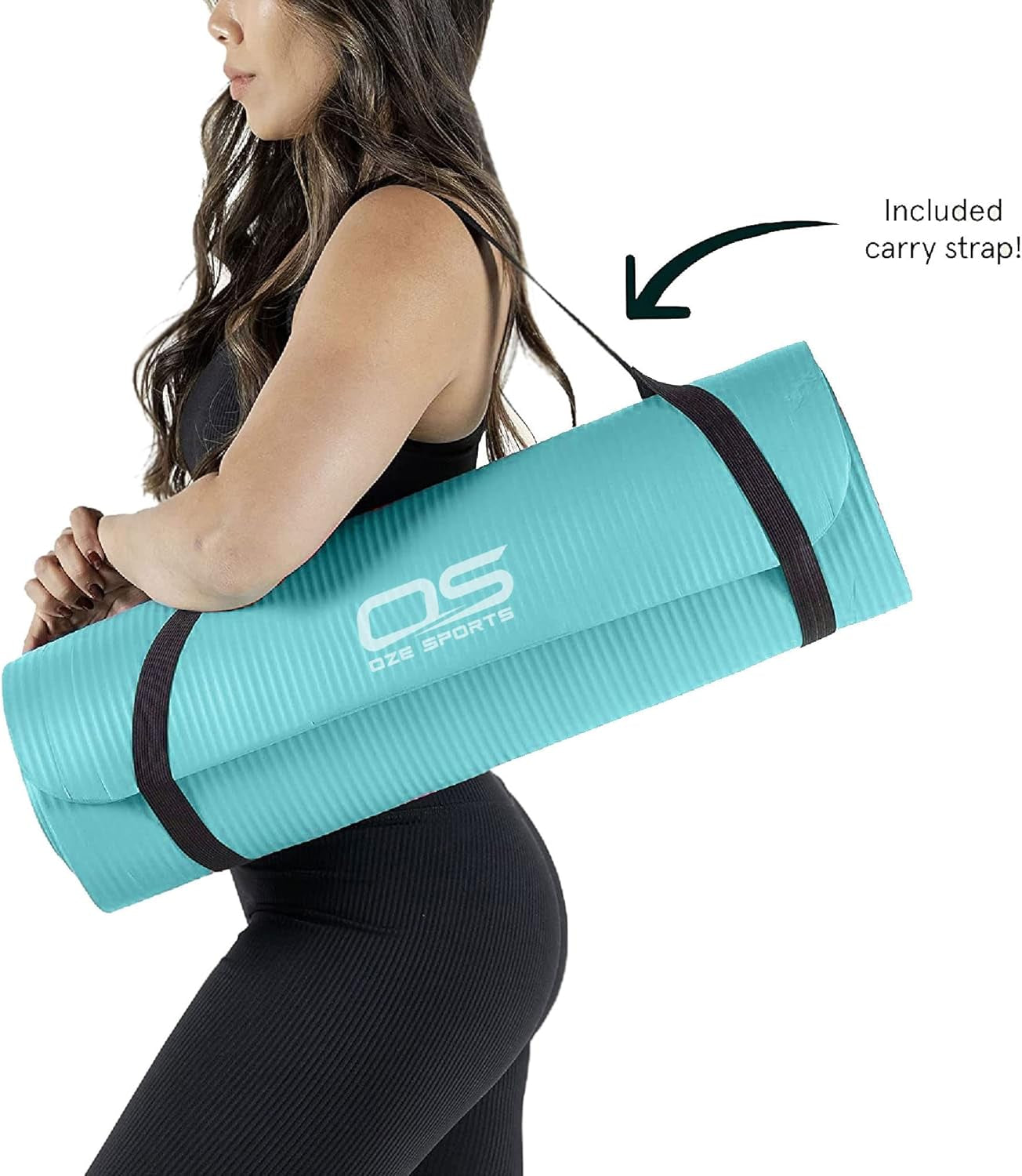 Yoga Mat Exercise NBR Fitness Foam Mat Extra Thick Non-Slip Large Padded High Density Ideal for Hiit Pilates Gymnastics Mats Fitness & Workout with Free Carry Strap
