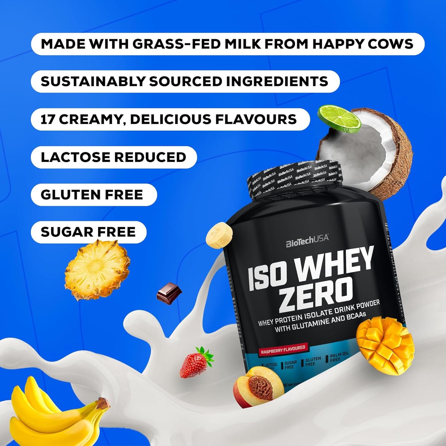 Iso Whey Zero | Premium Whey Protein Isolate | Grass-Fed | Enzyme-Free | Sugar- and Gluten-Free, 908 G, Whitechocolate