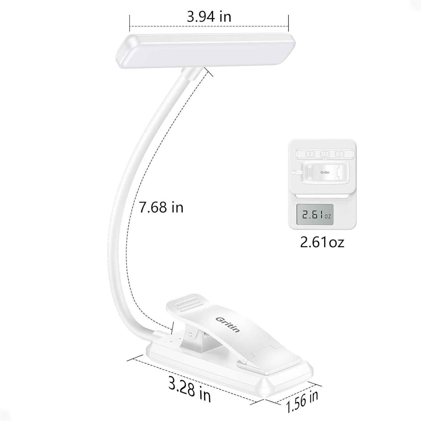 19 LED Book Light, Reading Light Book Lamp for Reading at Night with Memory Function, 3 Eye-Protecting Modes -Stepless Dimming, Long Battery Life, 360° Flexible Lamp for Bed,Tablet- White