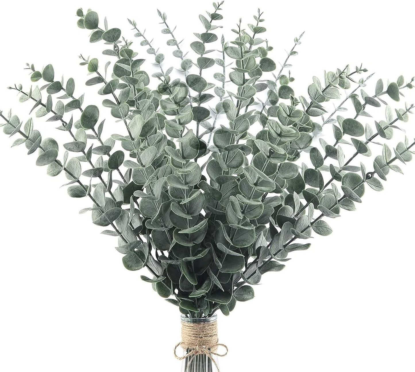 24Pcs Eucalyptus Stems Artificial Eucalyptus Leaves Stems Real Grey Green Touch Leaf Branches for Home Office Flowers Bouquet Centerpiece Wedding Decoration