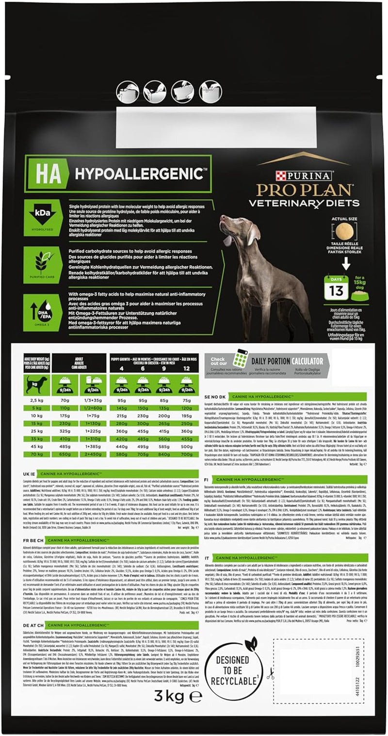 PRO PLAN VETERINARY DIETS HA Hypoallergenic Dry Dog Food 3Kg