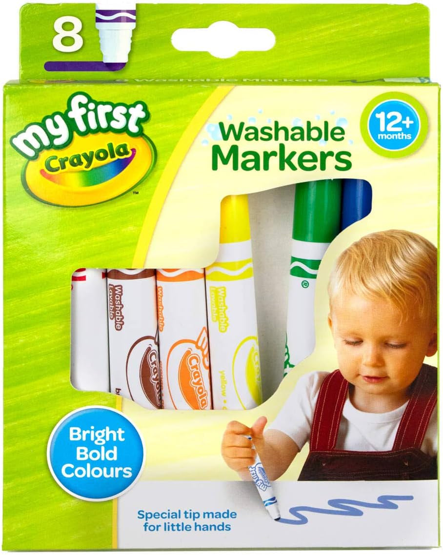 Myfirst Washable Markers - Assorted Colours (Pack of 8) | Easy-Grip Markers Ideal for Toddlers Hands | Ideal for Kids Aged 12+ Months