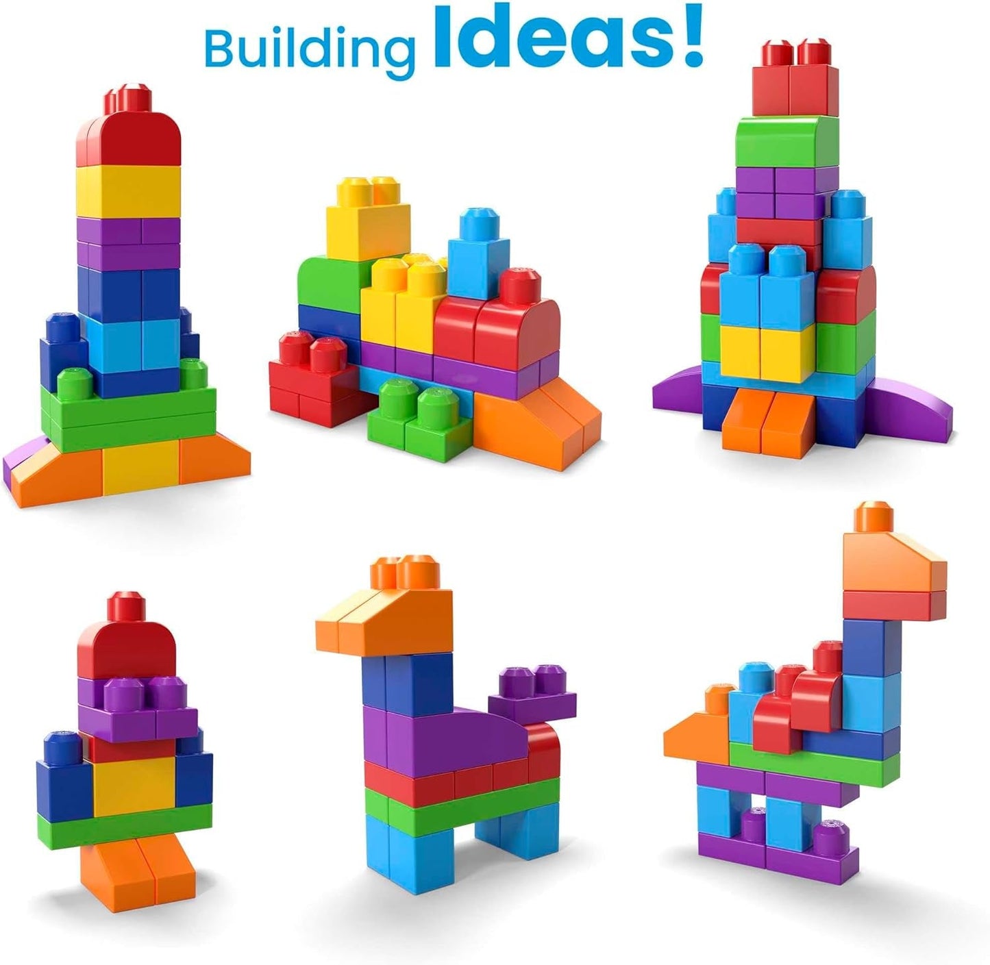 BLOKS Big Building Bag Building Set with 60 Big and Colorful Building Blocks, and 1 Storage Bag, Toy Gift Set for Ages 1 and Up, DCH55