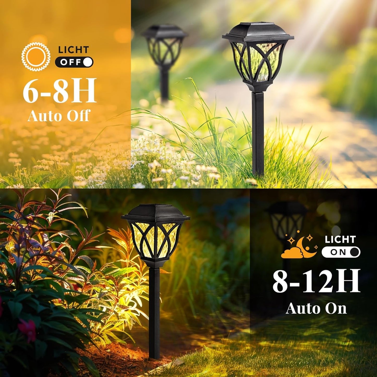Solar Pathway Lights,6 Pack LED Solar Garden Lights Outdoor,Waterproof Solar Powered Path Lights for Yard, Patio, Landscape, Walkway (Warm White)