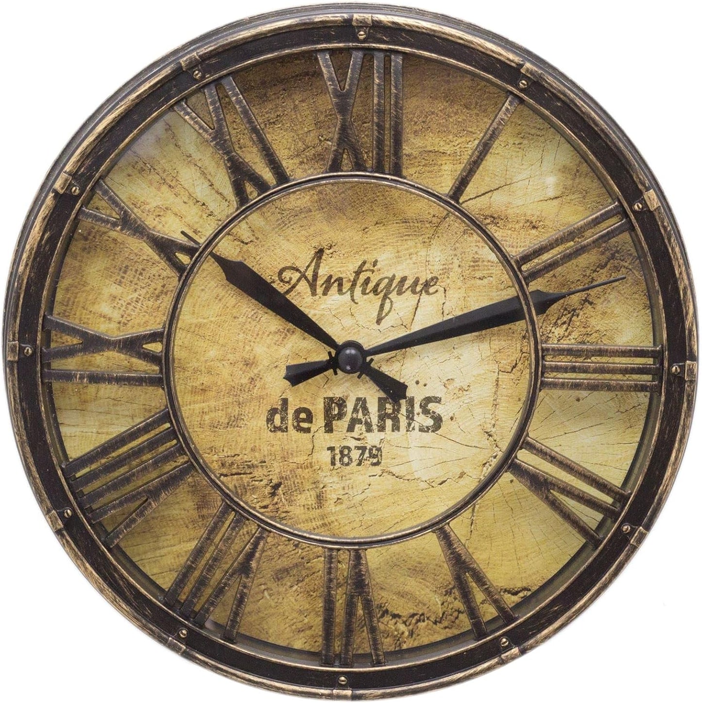 20Cm Wall Clock Antique Effect Distressed round Clock | Antique De Paris Wall Mounted Clock | Vintage Style Wall Clock