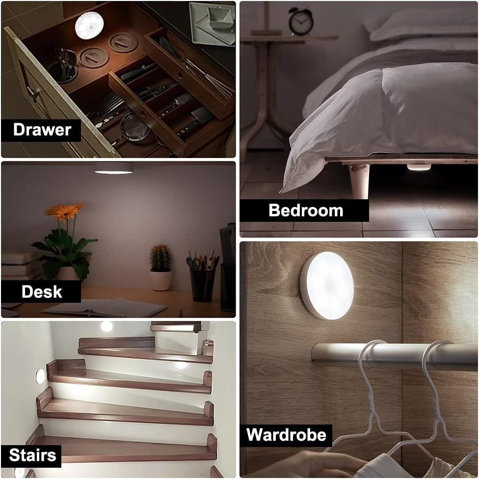 Motion Sensor Lights Indoor Rechargeable Wireless Wall Light LED Stair Night Lights Lamps with Auto/On/Off for Stairs Living Room Bathroom Corridors Closet Kitchen under Cabinets