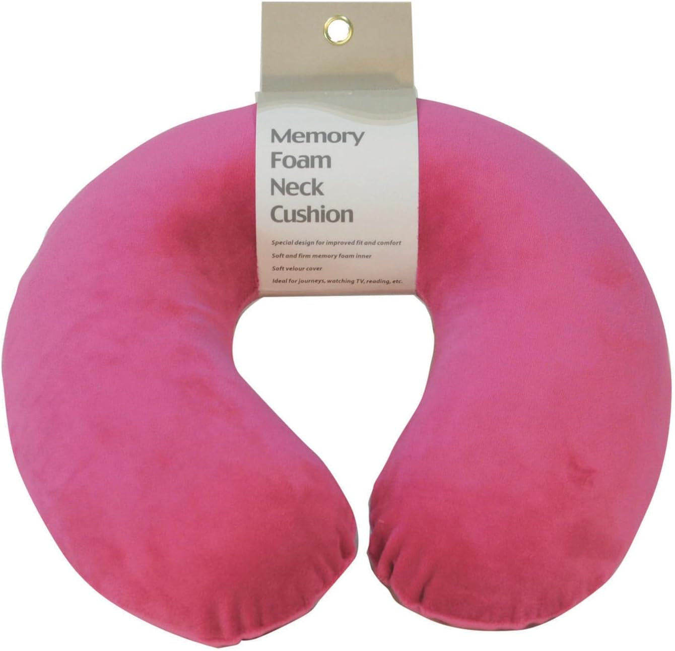 Memory Foam Moulded Pressure Relief Neck Cushion. Comfort & Posture, Ideal for Travel. Supports the Head, Neck and Chin When Sleeping. Use for Plane, Train or Car Journeys. Travel Pillow Pink