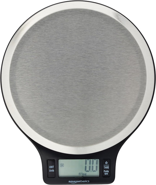 Digital Kitchen Scales with LCD Display (With Batteries), Black and Stainless Steel, BPA Free, Weighs up to 11 Pounds