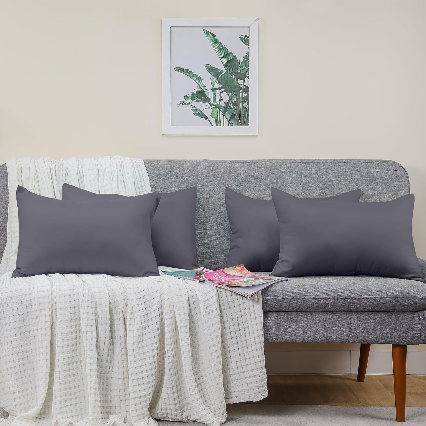 - Pillow Cases 4 Pack - Standard Size 50X75 Cm - 100% Brushed Microfiber Pillowcases with Envelope Closure - Wrinkle, Fade, Stain Resistant Pillow Cases - Grey