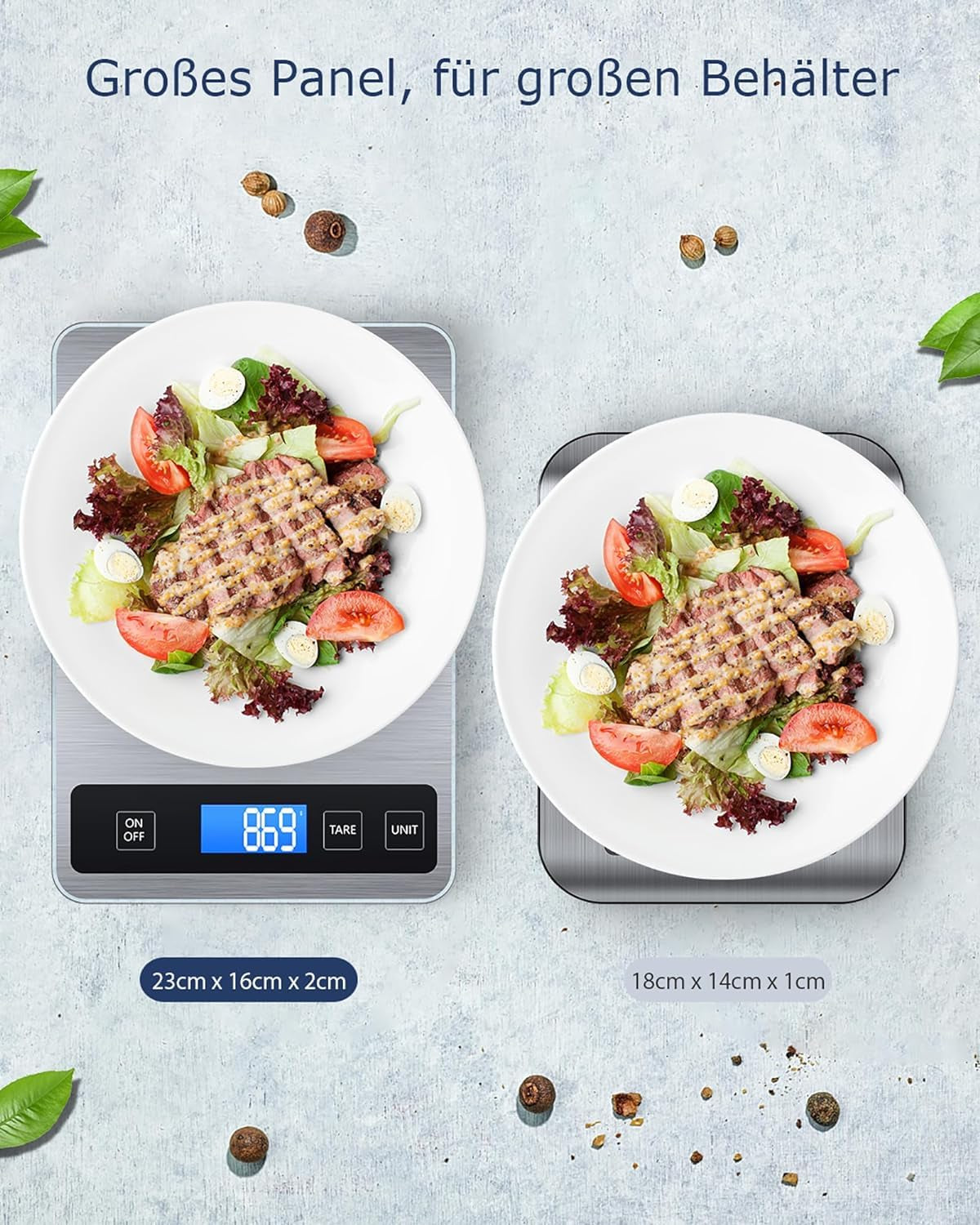 Digital Kitchen Scales with Large LCD Display, Food Weighing Scale 15Kg for Cooking Bakery, Electric Baking Scales with Tare Function, Grams and Oz, Backlight LCD, 1G/0.1Oz Accuracy