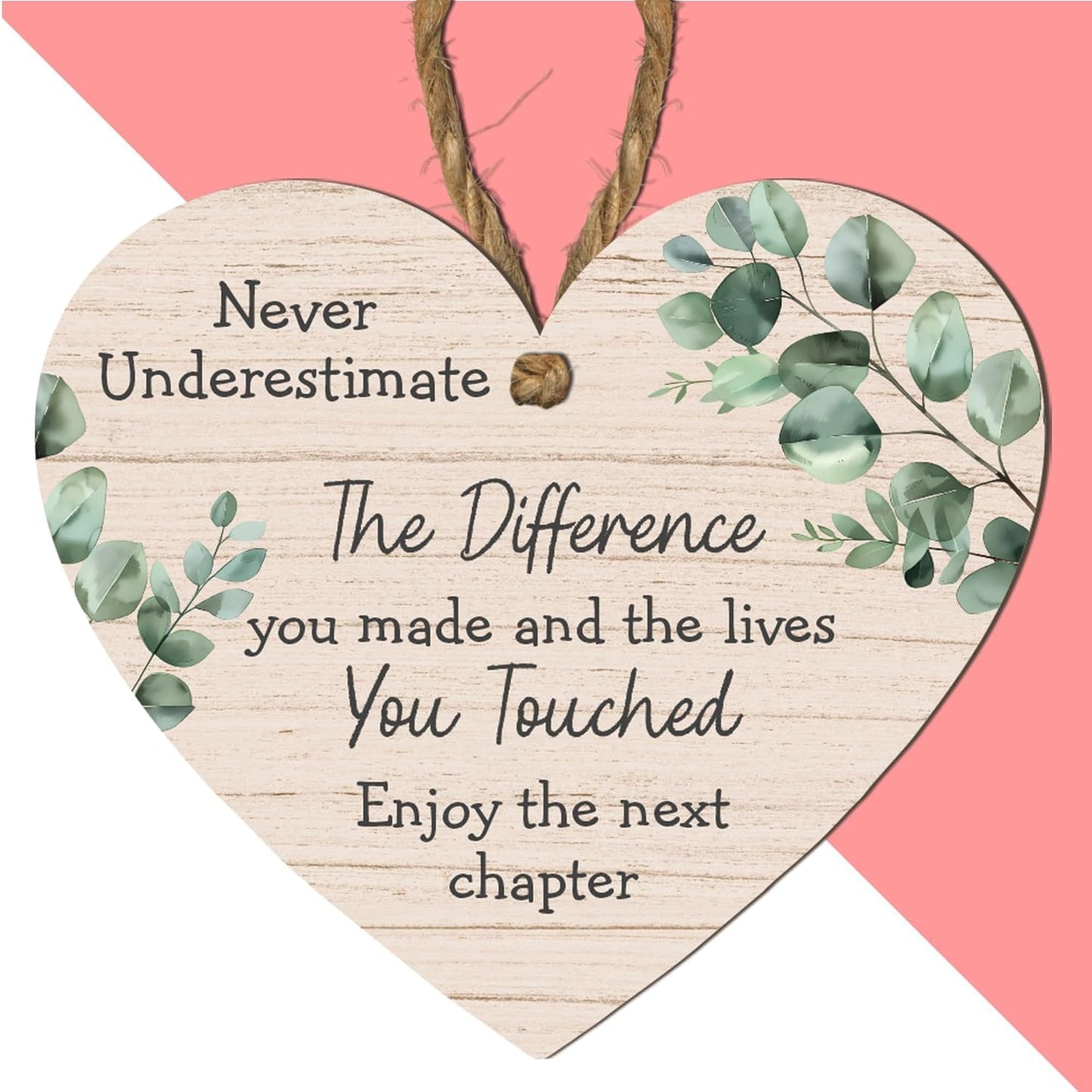 Never Underestimate the Difference You Made and the Lives You Touched – Thoughtful Retirement or Farewell Gift – Hanging Sign with Green Leaf Design – Perfect for Teachers, Colleagues, and Loved Ones