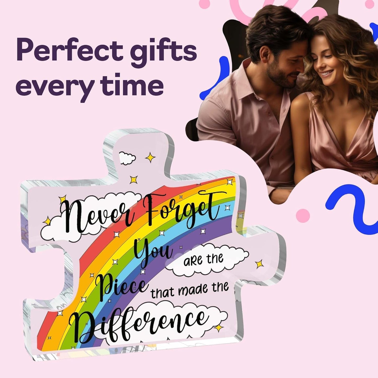 Gift for Special Someone - Made the Difference - Acrylic Jigsaw Puzzle Plaque Anniversary Christmas Cute Keepsake Gift for Girlfriend Boyfriend Wife Husband, 100Mm X 100Mm Present from Partner