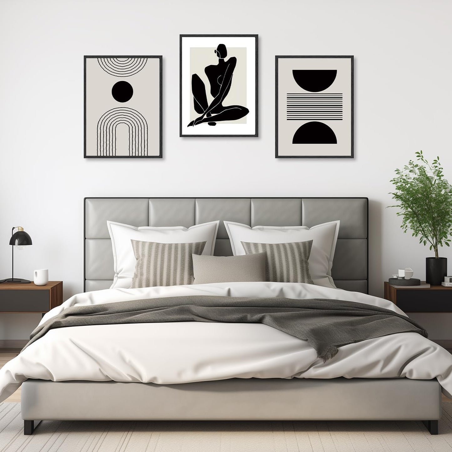 Boho Abstract Wall Decor Poster Black and White Geometric Wall Poster for Bedroom Living Room Decor 12X16 in Unframed Set of 3