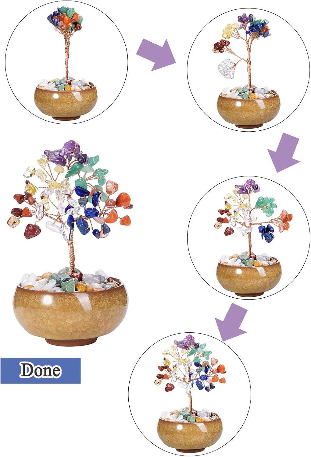 Amethyst Crystal Tree, Healing Crystal Tree of Life, Gemstone Tree Feng Shui Tree Crystal Gifts, Handmade Purple Stones Tree Ornament, Spiritual Gifts Home Office Decor