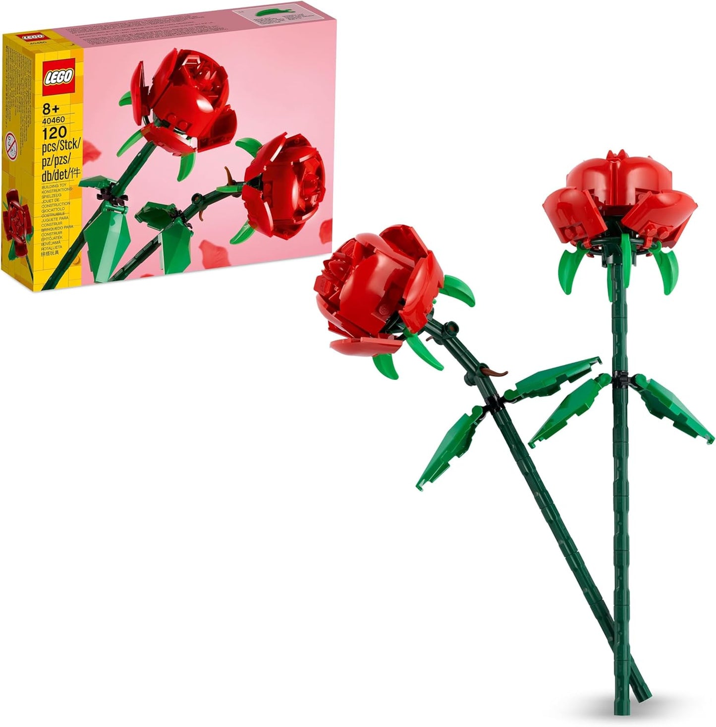 Botanicals Roses - Faux Flowers Building Set - Desk Decoration or Floral Bouquet Home Decor - Gift for 8+ Year Old Girls, Boys and Teenagers - Valentine'S Treat - Botanical Collection - 40460