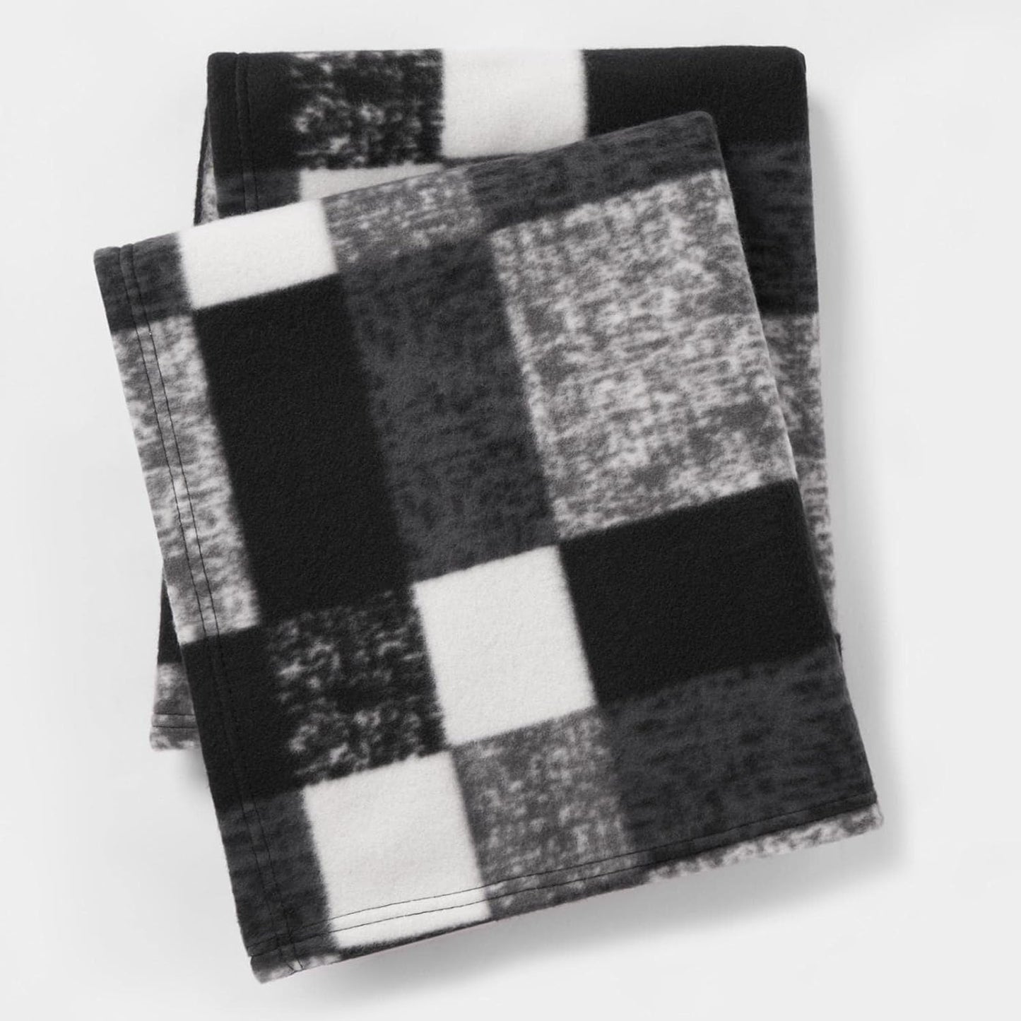 Winter Check Fleece Blanket Super Soft Warm Cosy Sofa Bed Picnic Garden Throw Over, Plaid Tartan Black - 120 X 150Cm