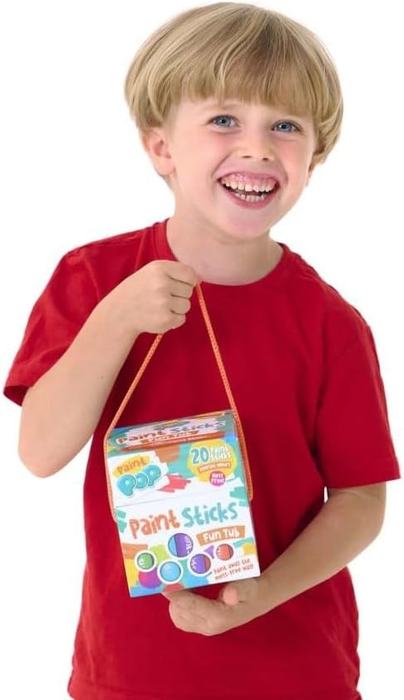 Paint Sticks for Kids - 20 Pack Assorted Colours & Fun Storage Tub - Twist & Paint, Mess-Free, Fast Drying Action, Easy Clean Up, Vibrant Colours, Multi-Surface