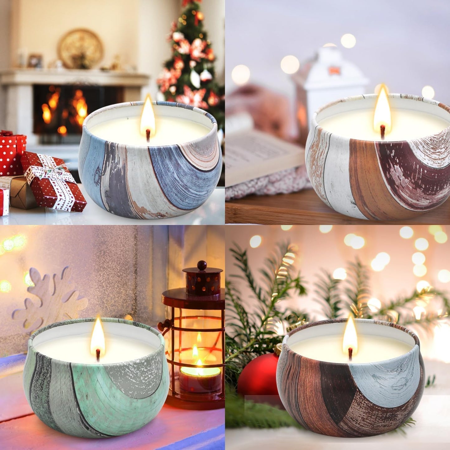 Natural Soy Wax Candle 6 Pack,Wood Candle Box,Womens Gift Sets,Scented Candles Gift Box,Candle Sets for Women Gifts,House Warming Gifts New Home,Candle Gift Set,Candles Gifts for Women