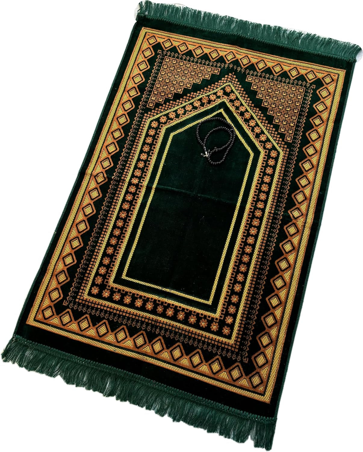 Prayer Mat with Tasbeeh,Muslim Gift,Ramadan Gift .Islamic Gift,Warm Stayle Velvet Prayer Rug (540G) | Muslim Prayer Mat | Size: 110 X 65 Cm | Made in Turkey (G)