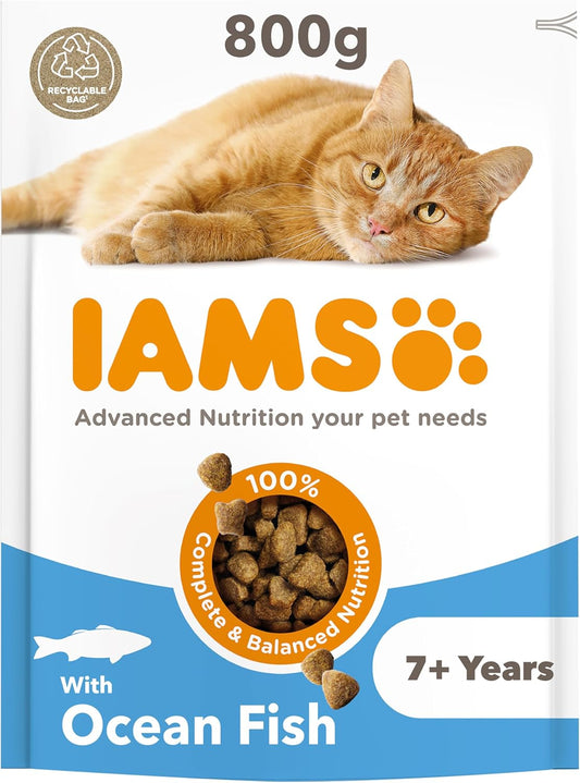 Complete Dry Cat Food for Senior 7+ Cats with Ocean Fish 800 G