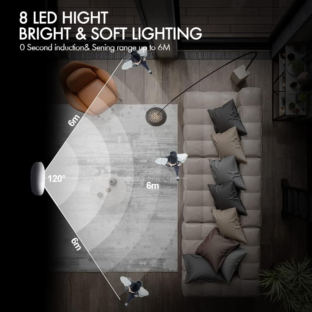 Motion Sensor Lights Indoor Rechargeable Wireless Wall Light LED Stair Night Lights Lamps with Auto/On/Off for Stairs Living Room Bathroom Corridors Closet Kitchen under Cabinets
