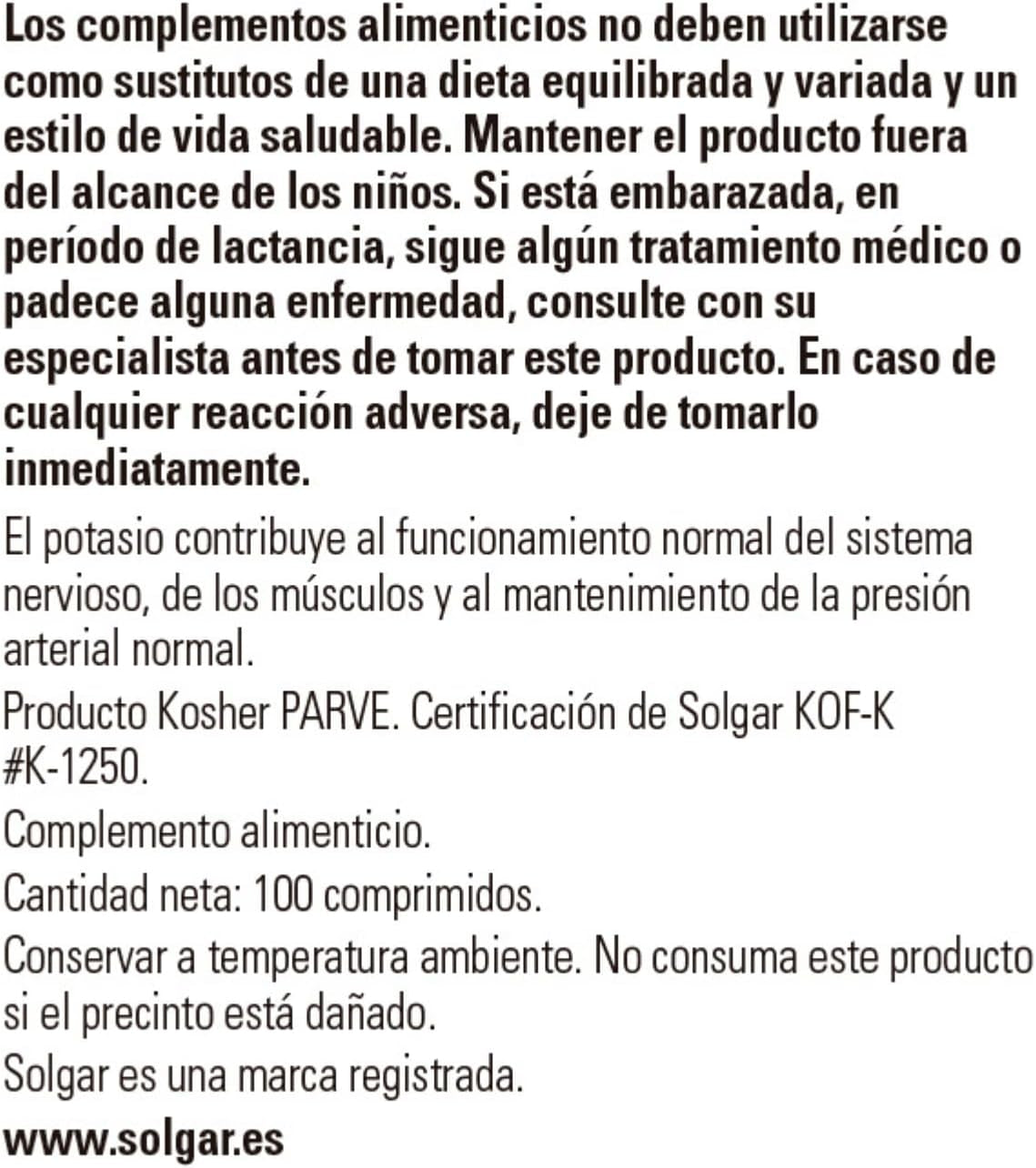 Potassium Tablets - Essential Electrolyte - Supports Nerve and Muscle Function - for Normal Blood Pressure - Vegan - 100 Count (Pack of 1)