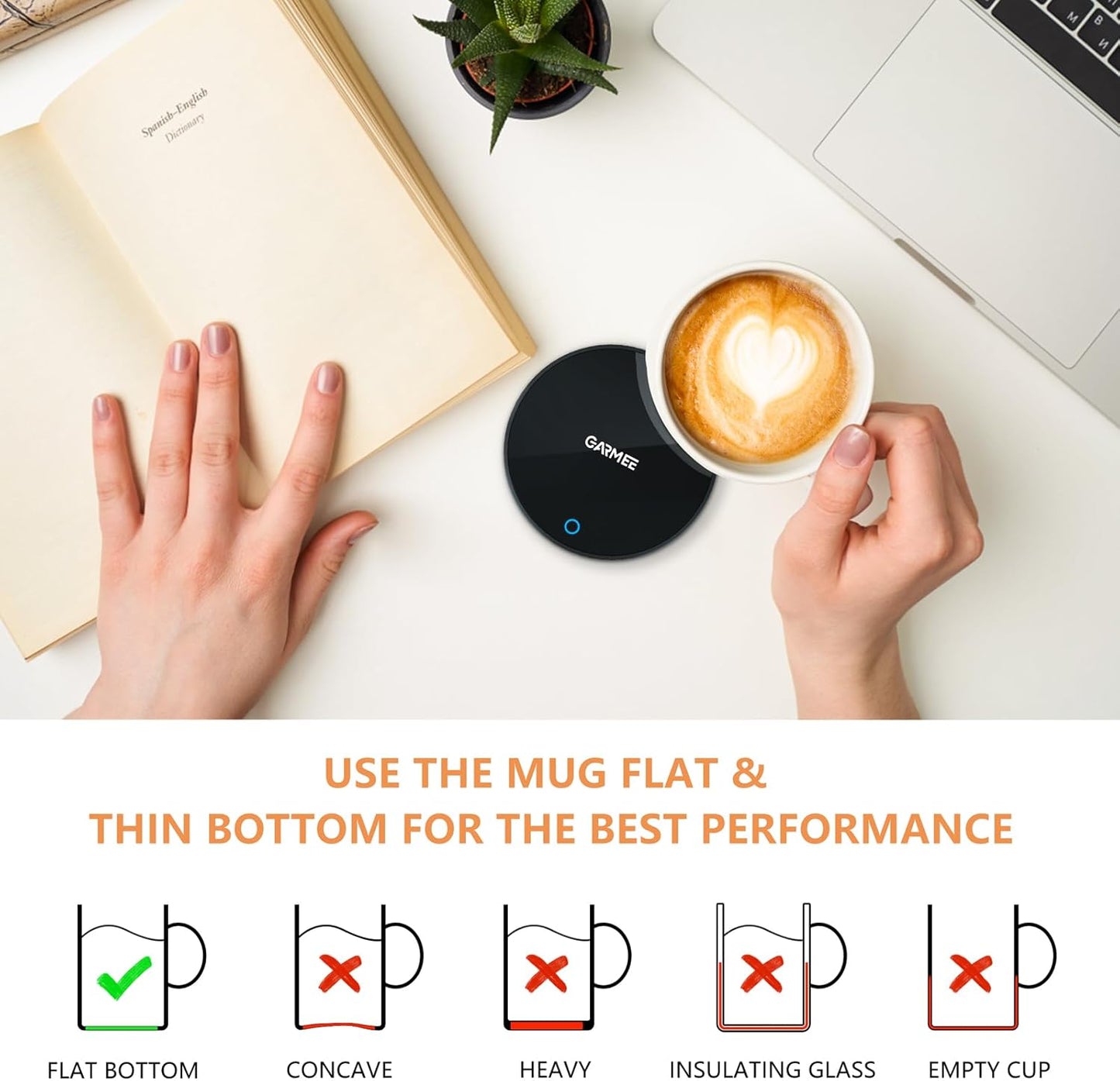 Mug Warmer Coffee Warmer - Cup Warmer with 2 Temperature Settings Smart Tea Warmer Portable Beverage Warmer Drink Warmer for Office丨Desk丨Cocoa丨Coffee丨Tea丨Milk丨Hot Drinks
