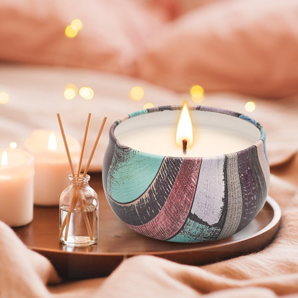 Natural Soy Wax Candle 6 Pack,Wood Candle Box,Womens Gift Sets,Scented Candles Gift Box,Candle Sets for Women Gifts,House Warming Gifts New Home,Candle Gift Set,Candles Gifts for Women