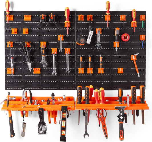 Garage Tool Storage with Shelf & Pegboard for Multiple Tools, Garden Tool Rack for Easy Access to 50+ Tools and Accessories, Tool Board for All You Need for Gardening & DIY