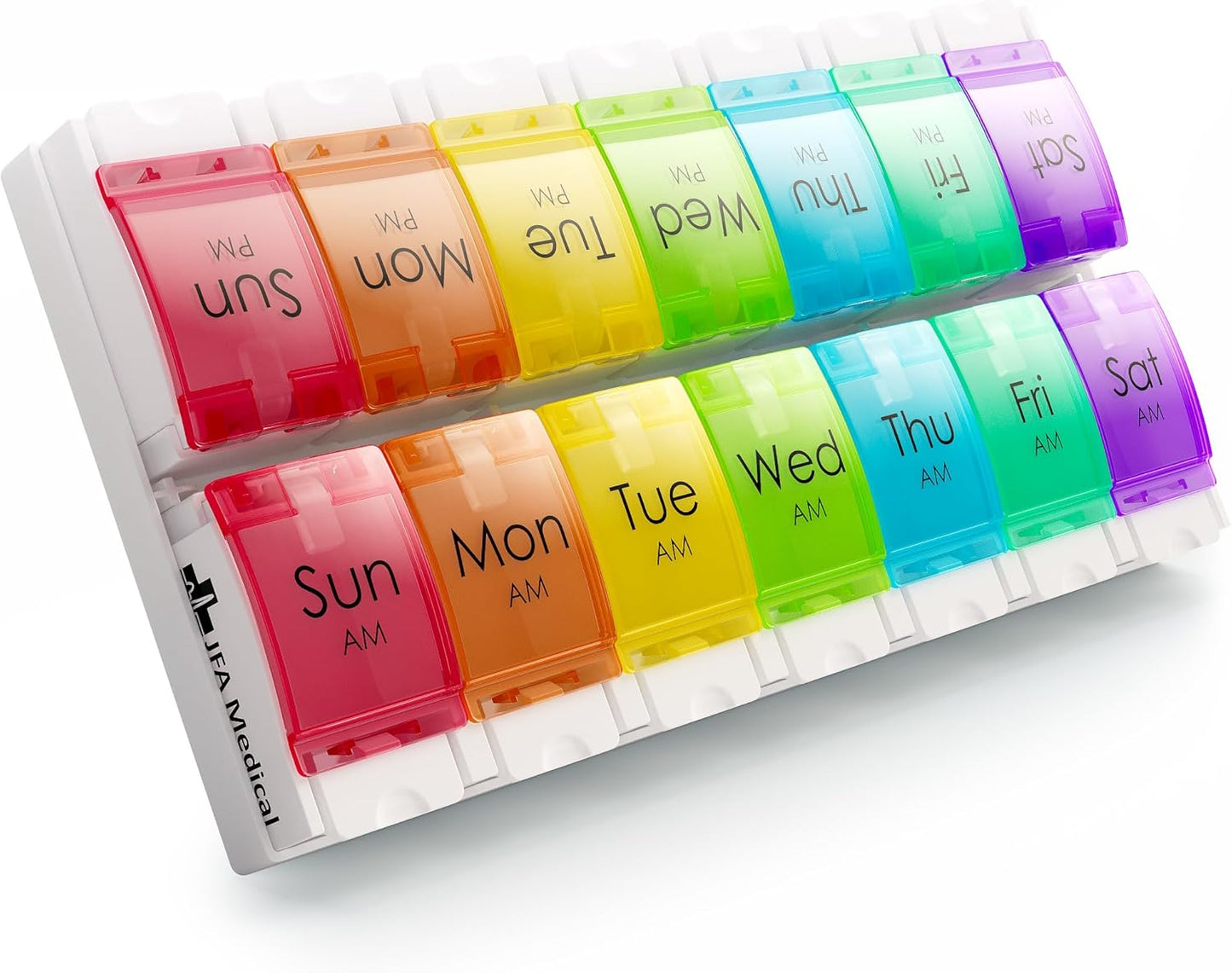 Weekly Pill Box Organiser/Reminder for Medicines Supplements, Vitamins, 7Days, 2 Compartments per Day